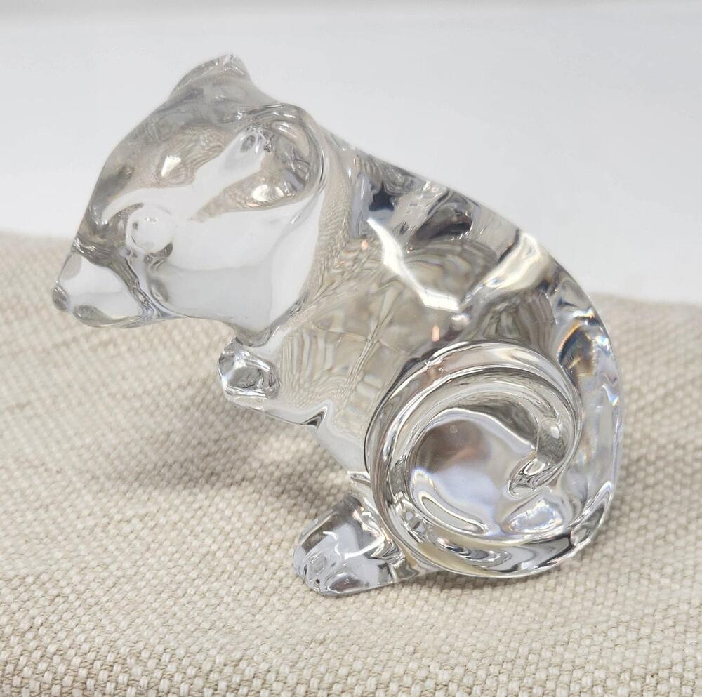 Vintage Clear Crystal Glass Mouse Figurine | Woodland Animal Paperweight